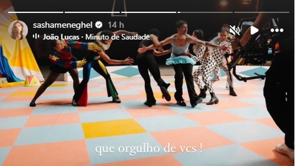 Sasha abre bastidor de clipe do marido, o primeiro dirigido por Bruna Marquezine — Foto: Reprodução/Instagram