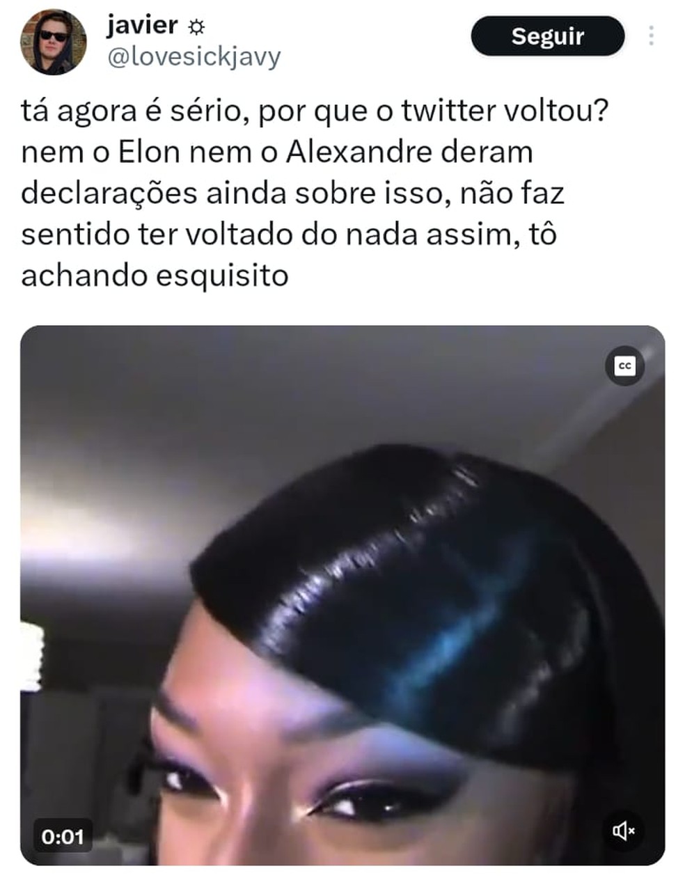 Meme sobre volta do X — Foto: Reprodução