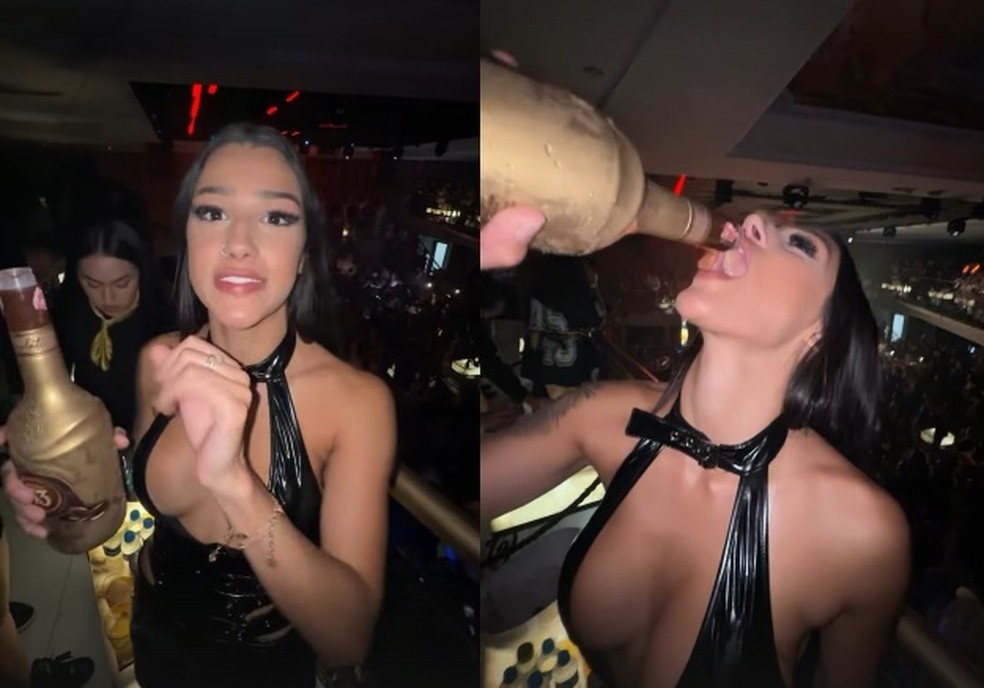 Horas antes de bater Porsche, Bia Miranda e Gato Preto posaram com bebidas alcoólicas — Foto: Reprodução/Instagram