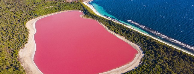 Lago Hillier, em Middle Island, na Austrália — Foto: Reprodução