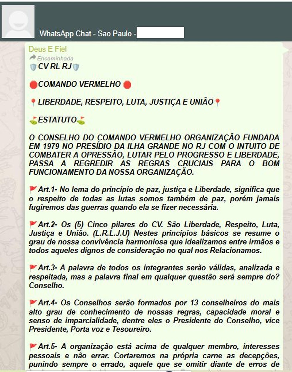 O Estatuto Do Comando Vermelho