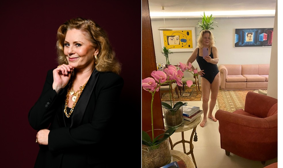 Vera Fischer conta que fãs adoram vê-la em fotos de collant, mas que não se acha sexy: 'Sexy é a Camila Pitanga' — Foto: Carlos Costa/divulgação e Instagram/reprodução