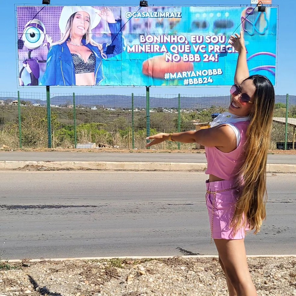 Mineira Marya Lopes fez outdoor para chamar atenção de Boninho — Foto: Reprodução de Instagram