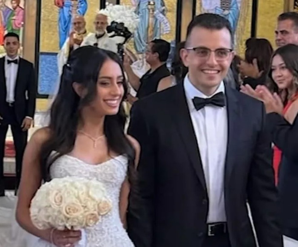 Nadeen e George Farahat: pesadelo na sua festa de casamento &mdash; Foto: Reprodu&ccedil;&atilde;o