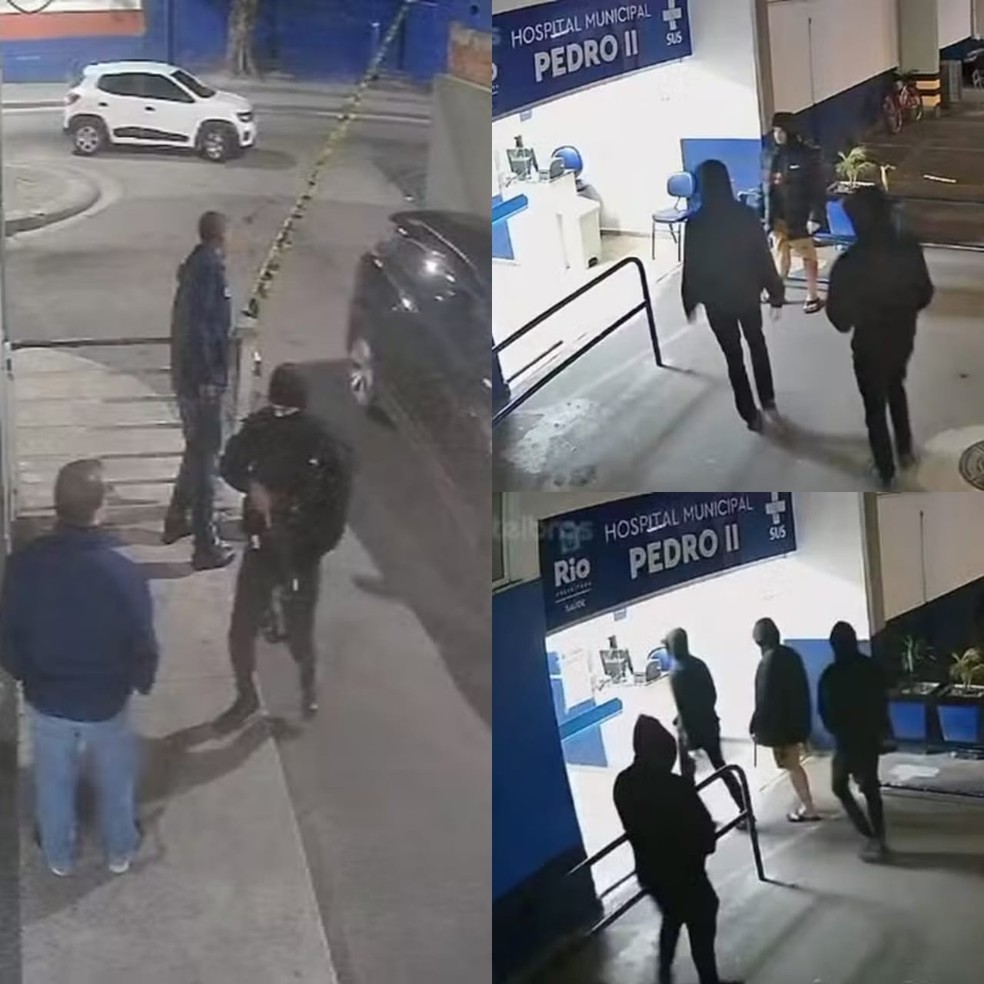Milicianos armados e encapuzados invadem o Hospital Pedro II, em Santa Cruz — Foto: Reprodução