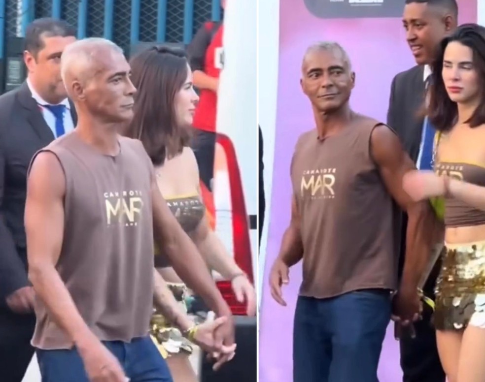 Romário deixa a Sapucaí com novo affair — Foto: Reprodução/X