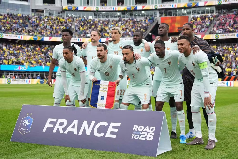 Seleção da França no amistoso contra o Brasil — Foto: Michael Owens / Getty Images via AFP