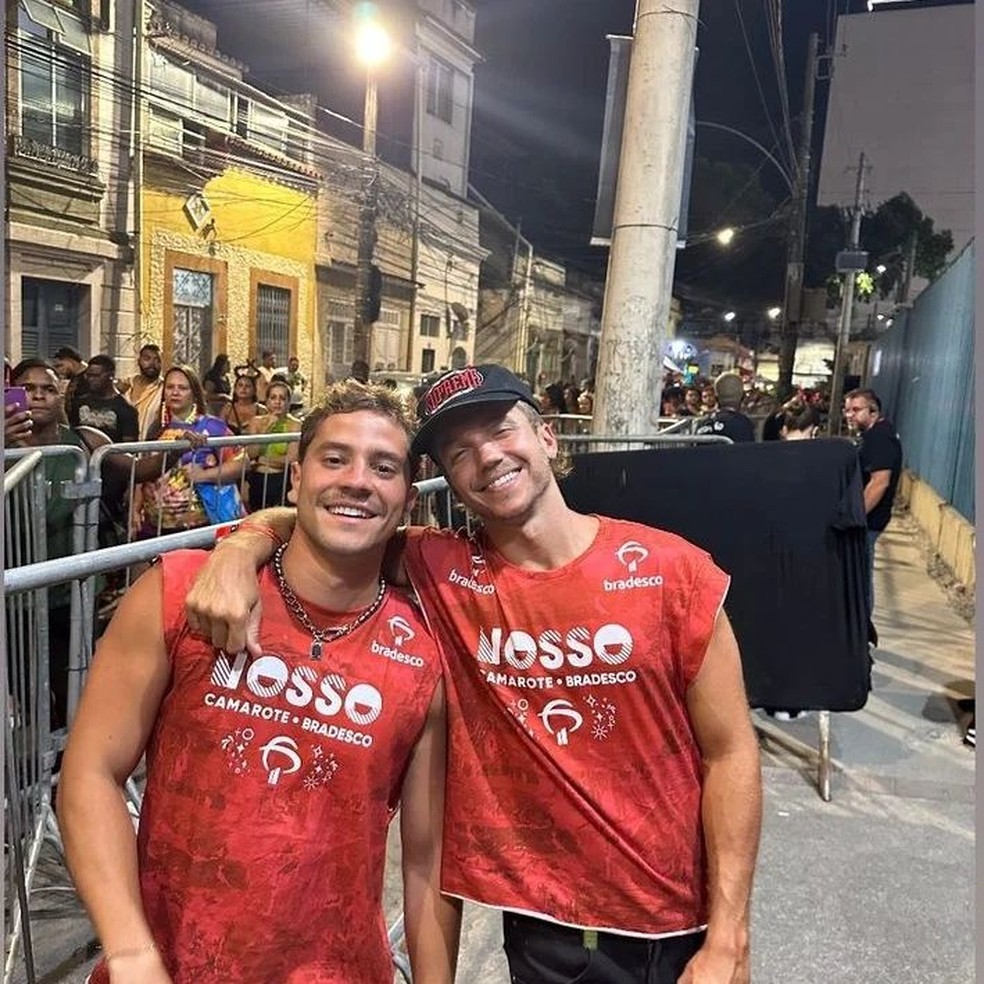 André Lamoglia e Franco Masini curtiram o carnaval no nosso camarote no Rio — Foto: Reprodução/Instagram