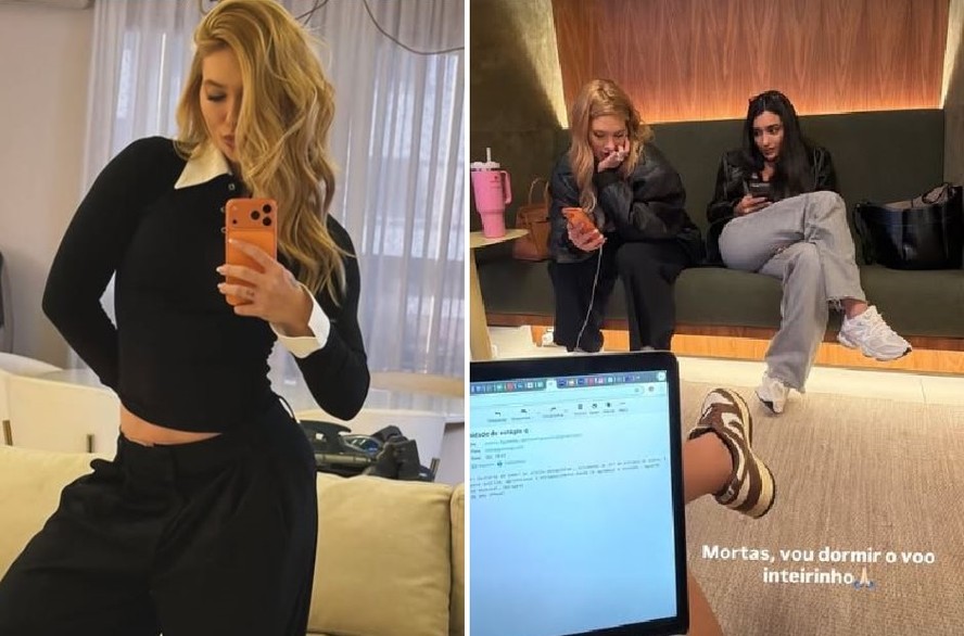 Virginia Fonseca e as amigas indo para Madri