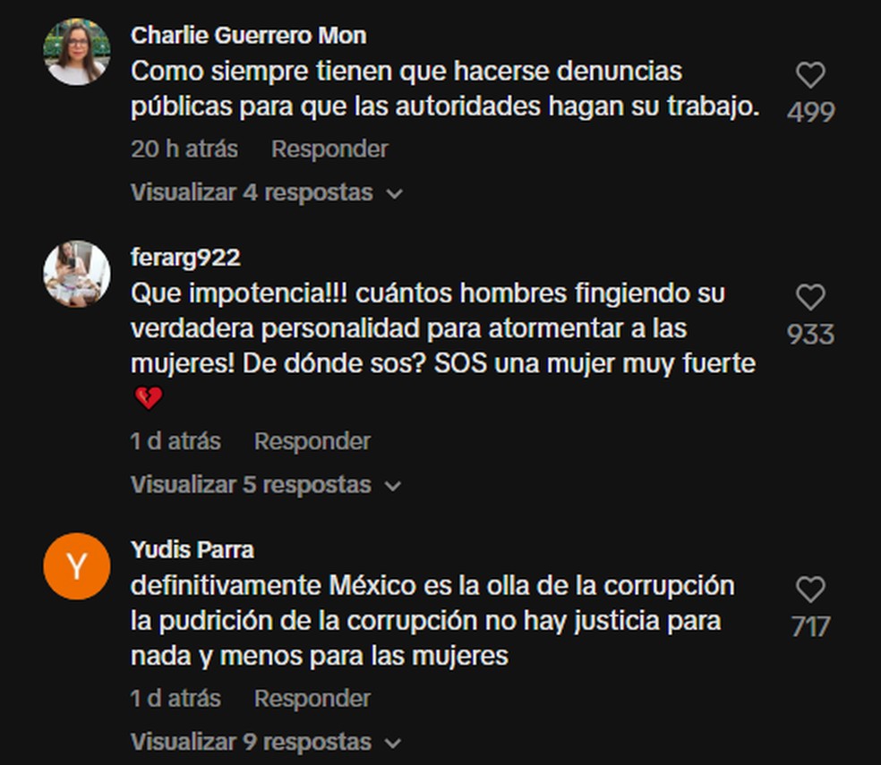 Os comentários na publicação de Priscila Sand — Foto: Reprodução / TikTok