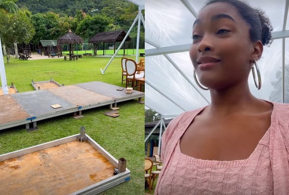 Erika Januza nos preparativos para a festa de noivado &mdash; Foto: Reprodu&ccedil;&atilde;o