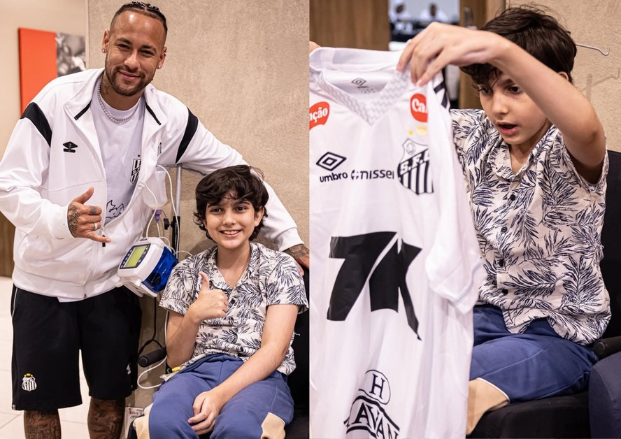 Antes do jogo do Santos, Neymar realiza sonho de fã que enfrenta síndrome  rara e degenerativa