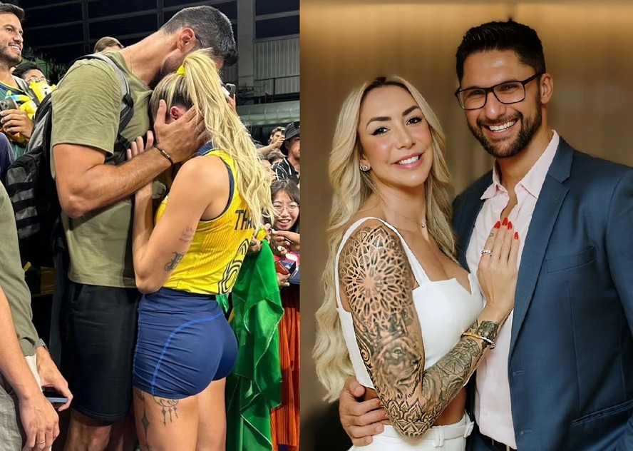 Com 1,96m, Thaísa Daher, do vôlei, posta foto com marido e ele surpreende pela altura