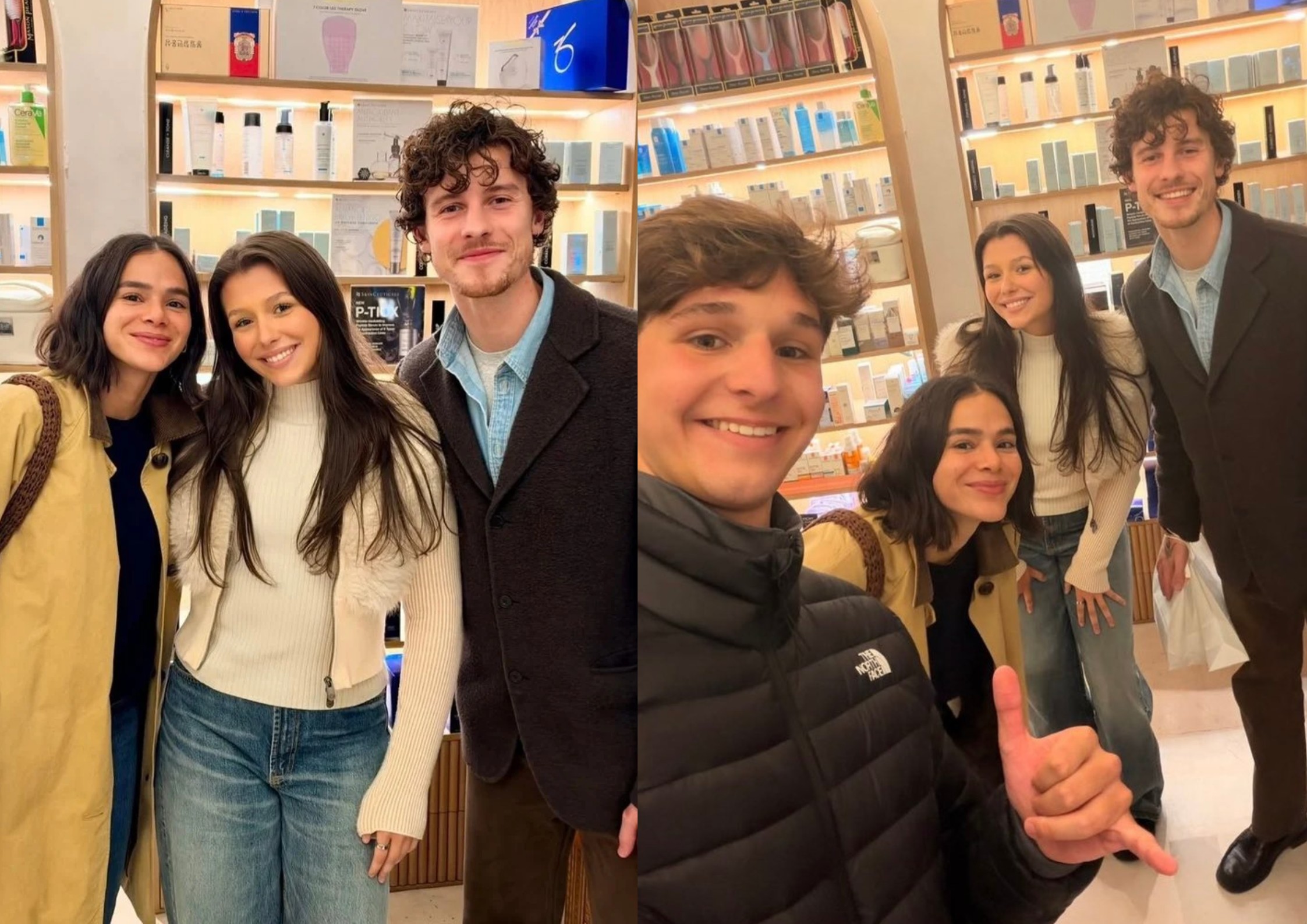 Após temporada no Brasil, Bruna Marquezine e Shawn Mendes viajam para Londres e posam com fãs