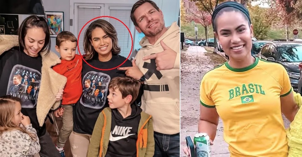 Bab&aacute; brasileira Amanda Barbosa com a fam&iacute;lia Swalwell &mdash; Foto: Reprodu&ccedil;&atilde;o