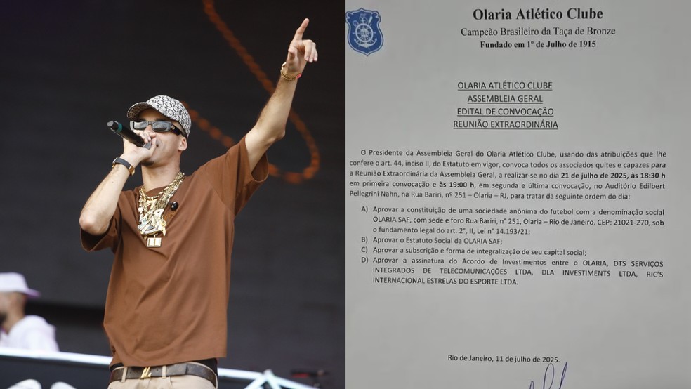 L7nnon é dono do time Olaria Atlético Clube — Foto: Brenno Carvalho; Olaria Atlético Clube/Divulgação