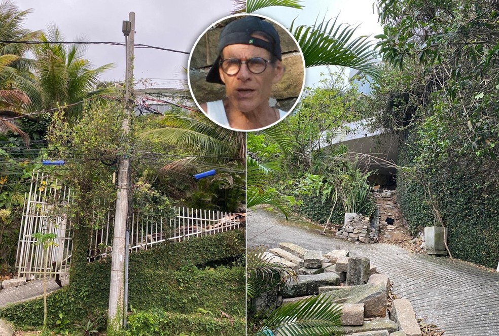 A mansão de onde Mario Gomes foi despejado cheia de mato e entulho — Foto: Sandro Cardozo