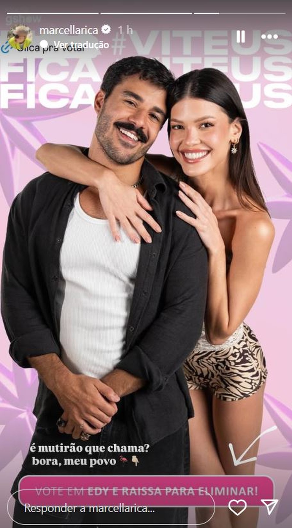 Ex-noiva de Vitória Strada, Marcella Rica puxa mutirão para salvar a atriz e Mateus Pires no paredão do 'BBB 25' — Foto: reprodução