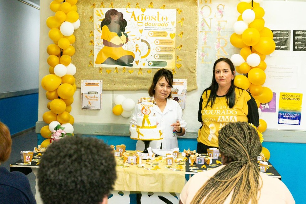 Nos encontros, equipes de saúde abordaram benefícios da amamentação, fortalecimento do vínculo afetivo entre mãe e filho e técnicas para pega e posicionamento corretos — Foto: Crédito: Rui Okada