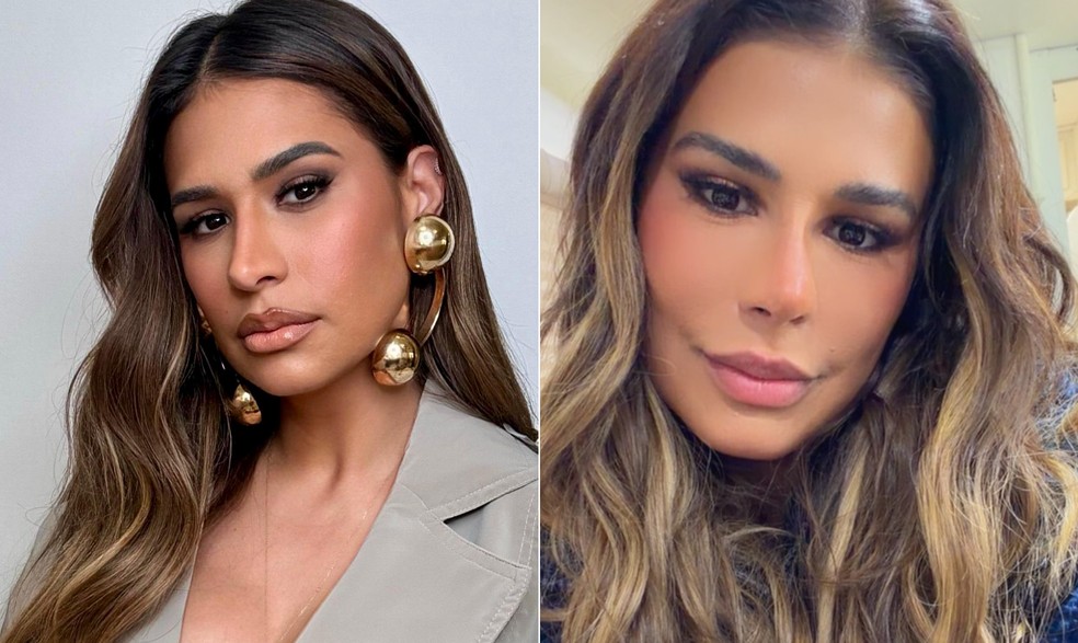 O antes e depois de Simone Mendes após procedimento no nariz — Foto: Divulgação e reprodução/Instagram