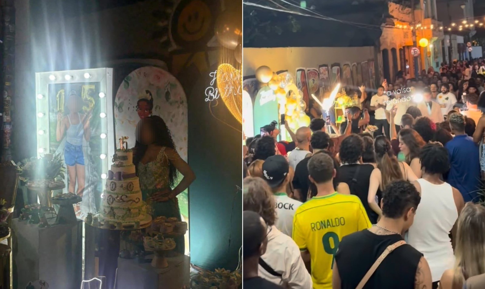 Festa de 15 anos, com vestido longo e até valsa, no meio de rua agitada na Lapa viraliza na web e público pede bolo