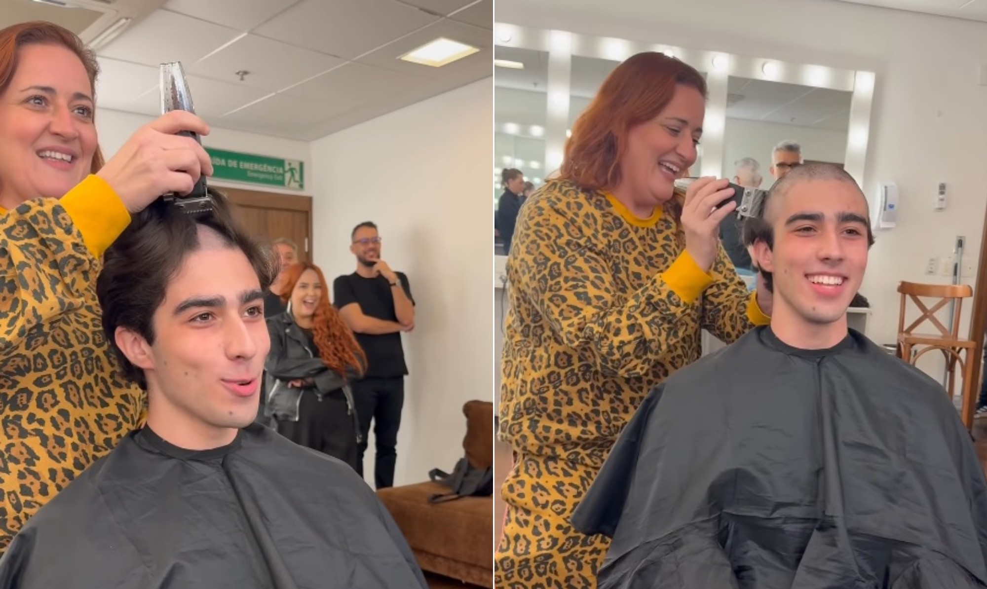 Ator que vive Paulo Gustavo no teatro mostra processo de raspar o cabelo ao lado da irmã do humorista: 