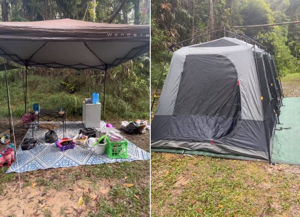 Inglesa deixa conforto de casa e decide morar com os filhos em barraca: 'mais perto do solo' &mdash; Foto: Reprodu&ccedil;&atilde;o/TikTok