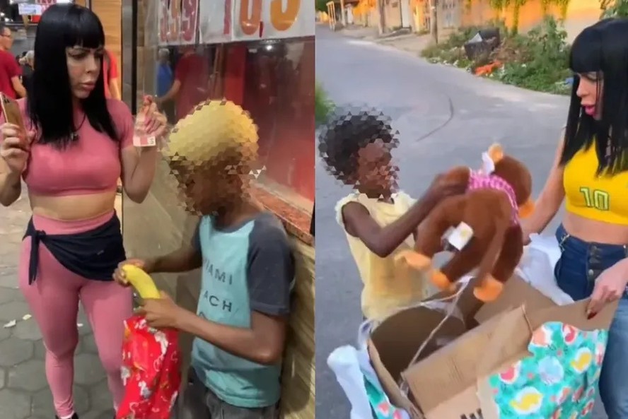 Influencers entregam banana e macaco de pelúcia para crianças negras e publicam em redes sociais