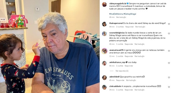 Sidney Magal aparece com rosto pintado por neta e recebe elogios na web:  'Só amor', Famosos