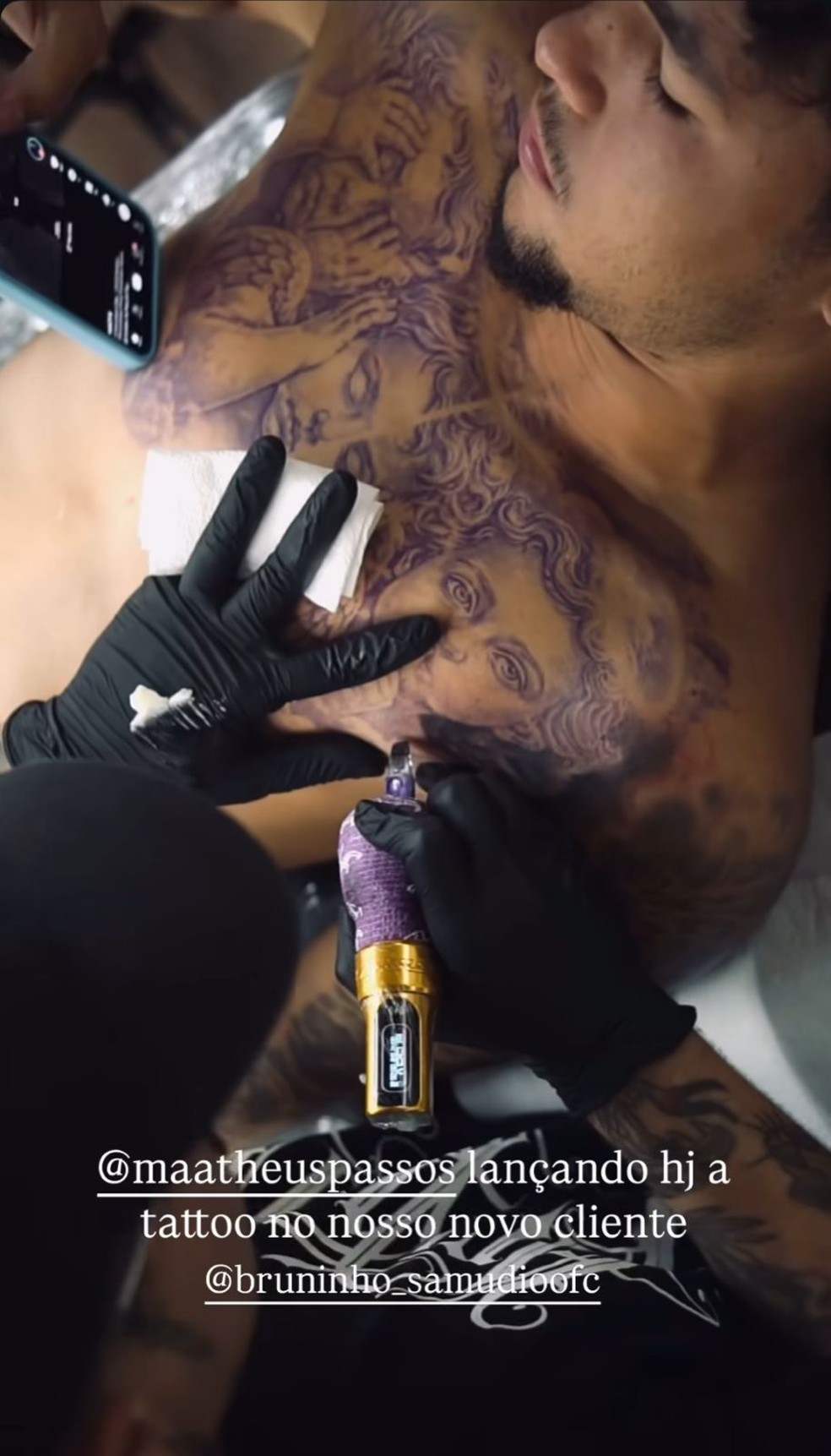 Bruno Samudio fecha peitoral com tatuagens — Foto: Reprodução/Instagram