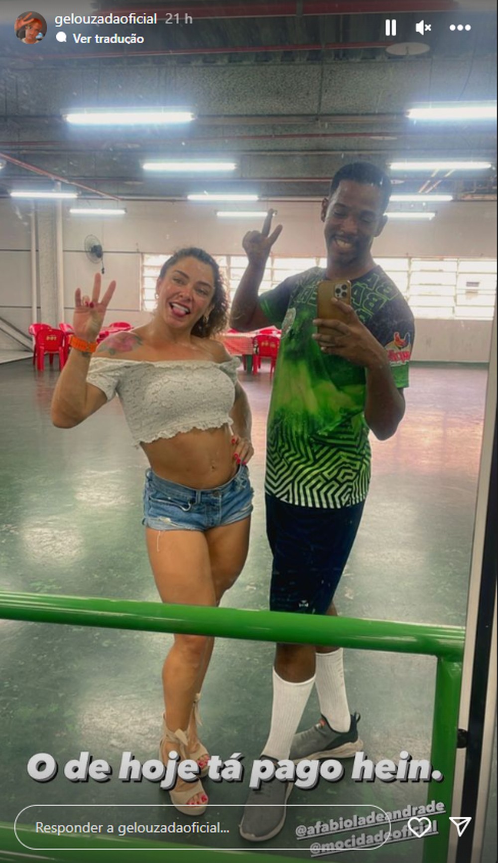 Fabíola de Andrade falta ensaio de rua da Mocidade e explica ausência