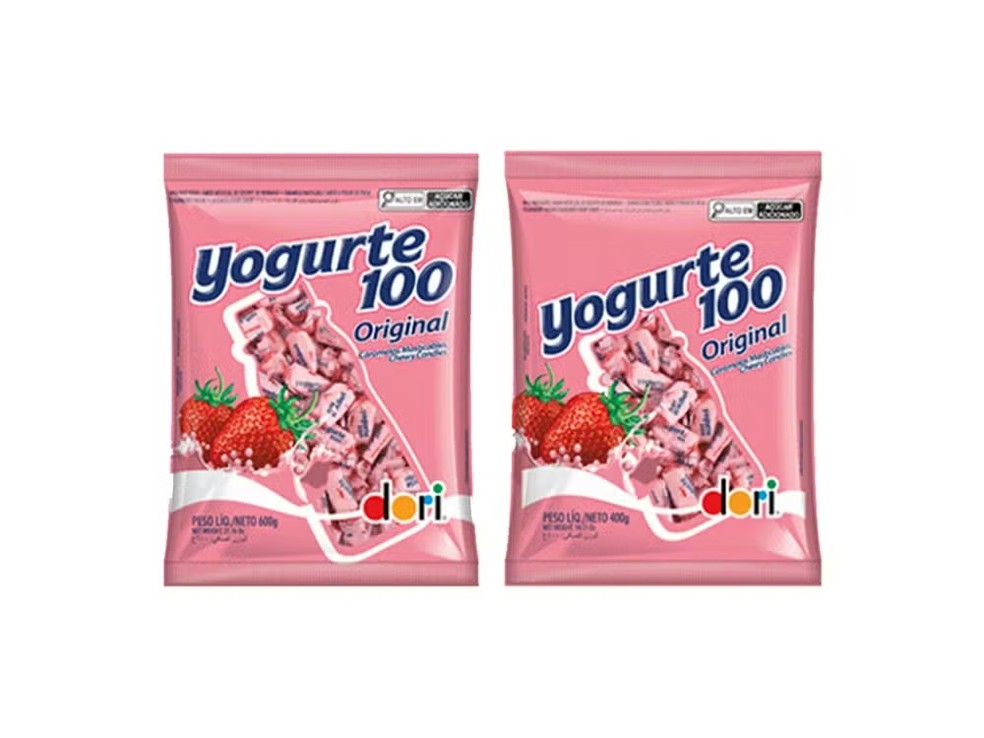 Bala Yogurte100 Morango da marca Dori — Foto: Reprodução