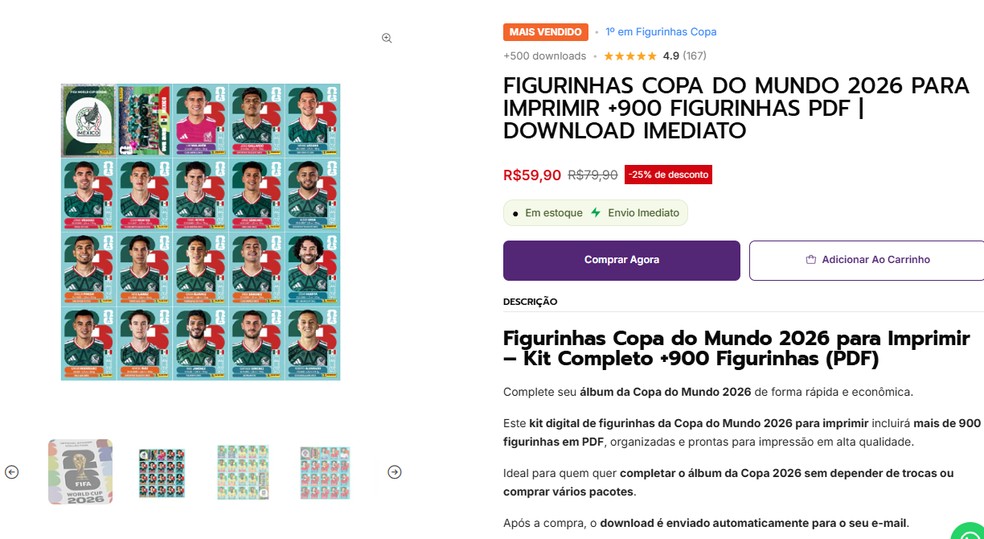 Pacote sempre está "em promoção" para atrair mais compradores — Foto: Reprodução