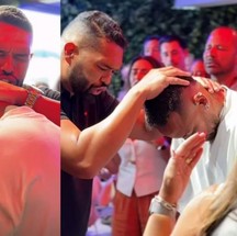 Neymar recebe oração de pastor durante culto em casa — Foto: Instagram
