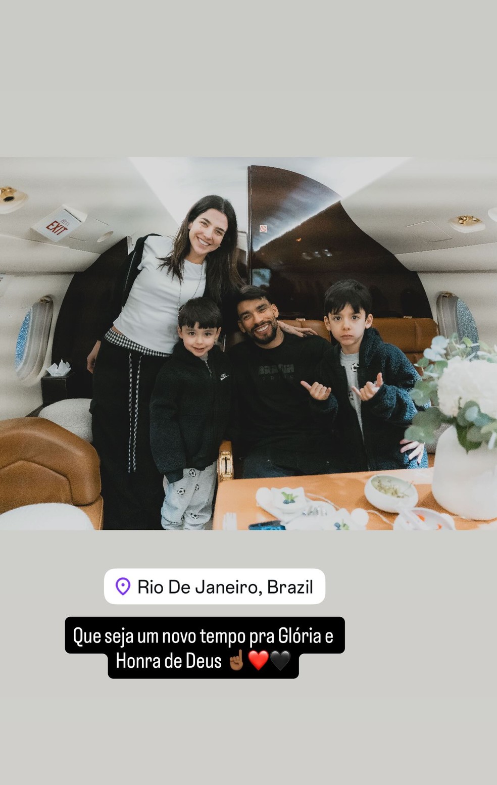 Primeira postagem de Lucas Paquetá ao chegar no Rio de Janeiro — Foto: Reprodução