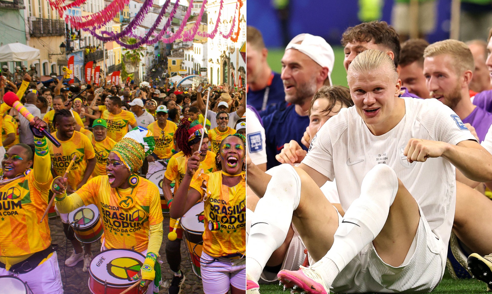 Olodum responde com humor à torcida da Noruega antes do jogo contra o Brasil