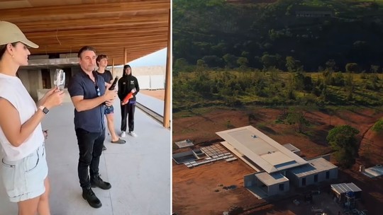 Murilo Rosa e família visitam obra de mansão inacabada em Alto da Serra