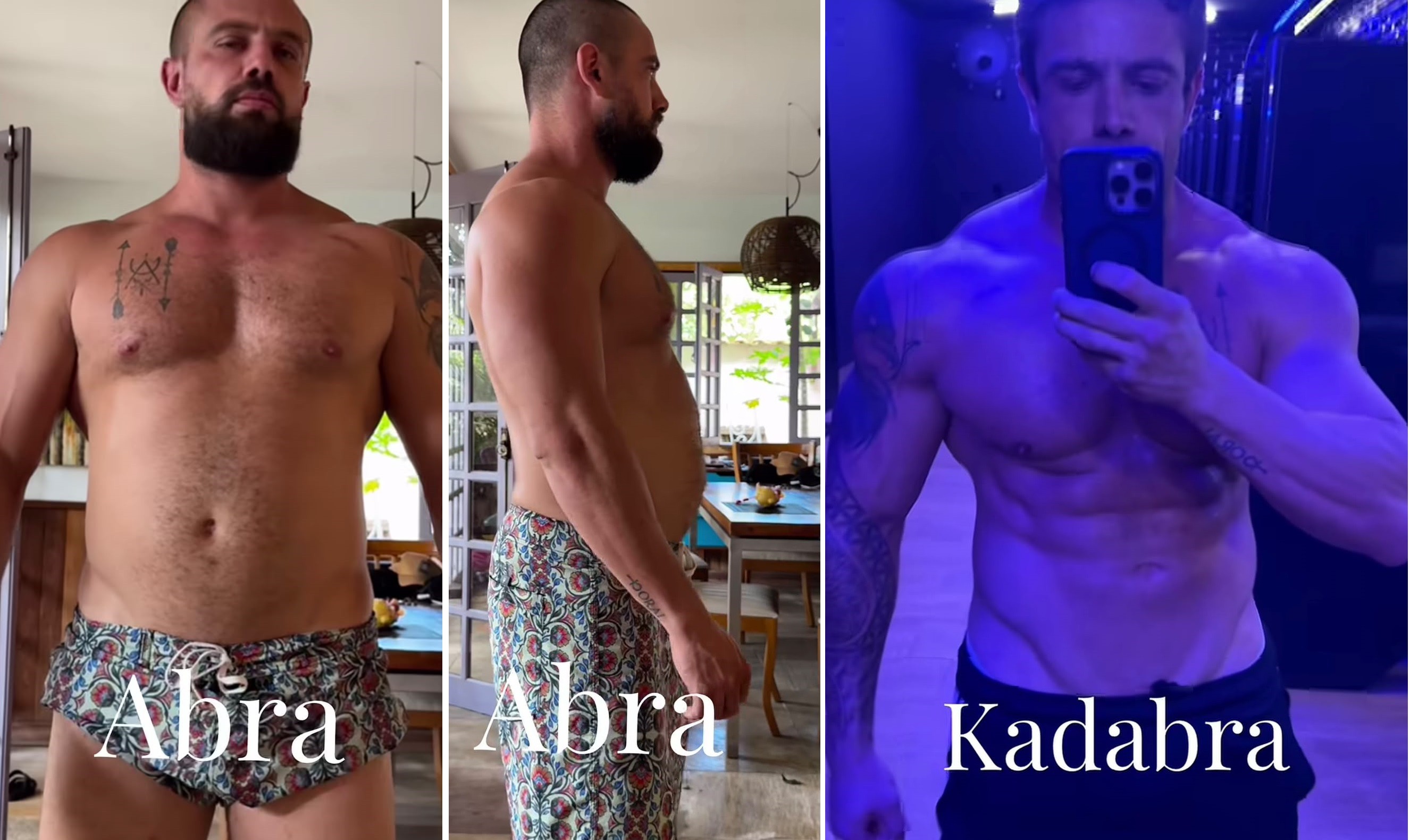 Rafael Cardoso mostra antes e depois de transformação no corpo após deixar clínica de reabilitação