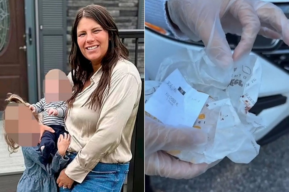 Tiffany Floyd recebe lanche com sangue em rede de fast food e se revolta &mdash; Foto: Reprodu&ccedil;&atilde;o/TikTok