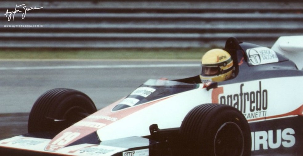 Senna com o Toleman do GP Brasil de 1984 — Foto: Reprodução
