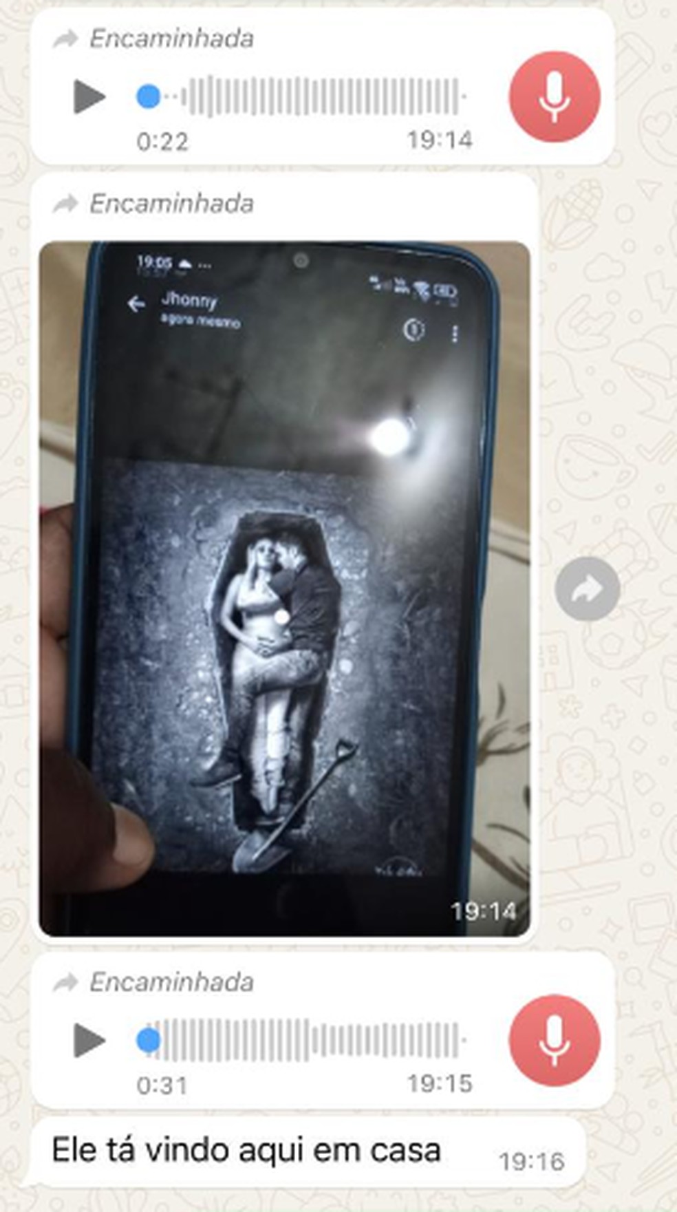 A foto enviada para a amiga da vítima — Foto: Reprodução