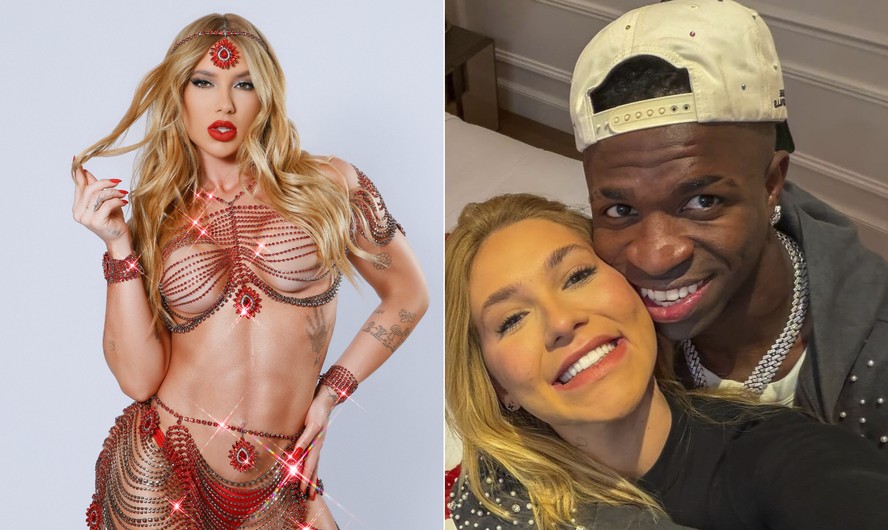 Virginia em ensaio para a Canal Extra; e em foto com Vini Jr