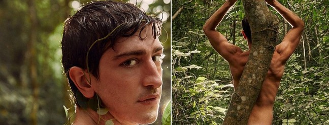 Johnny Massaro exibe o bumbum em ensaio no mato  Foto: Gleeson Paulino/Elle Brasil
