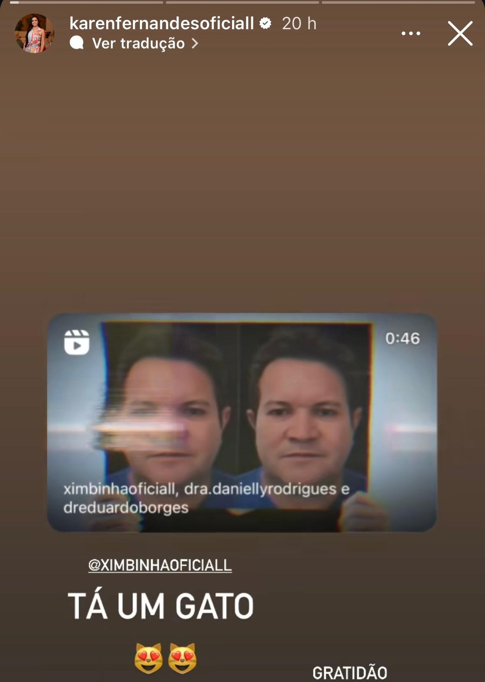 Mulher de Ximbinha aprova nova harmoniza&ccedil;&atilde;o facial: 'Est&aacute; um gato' &mdash; Foto: Instagram