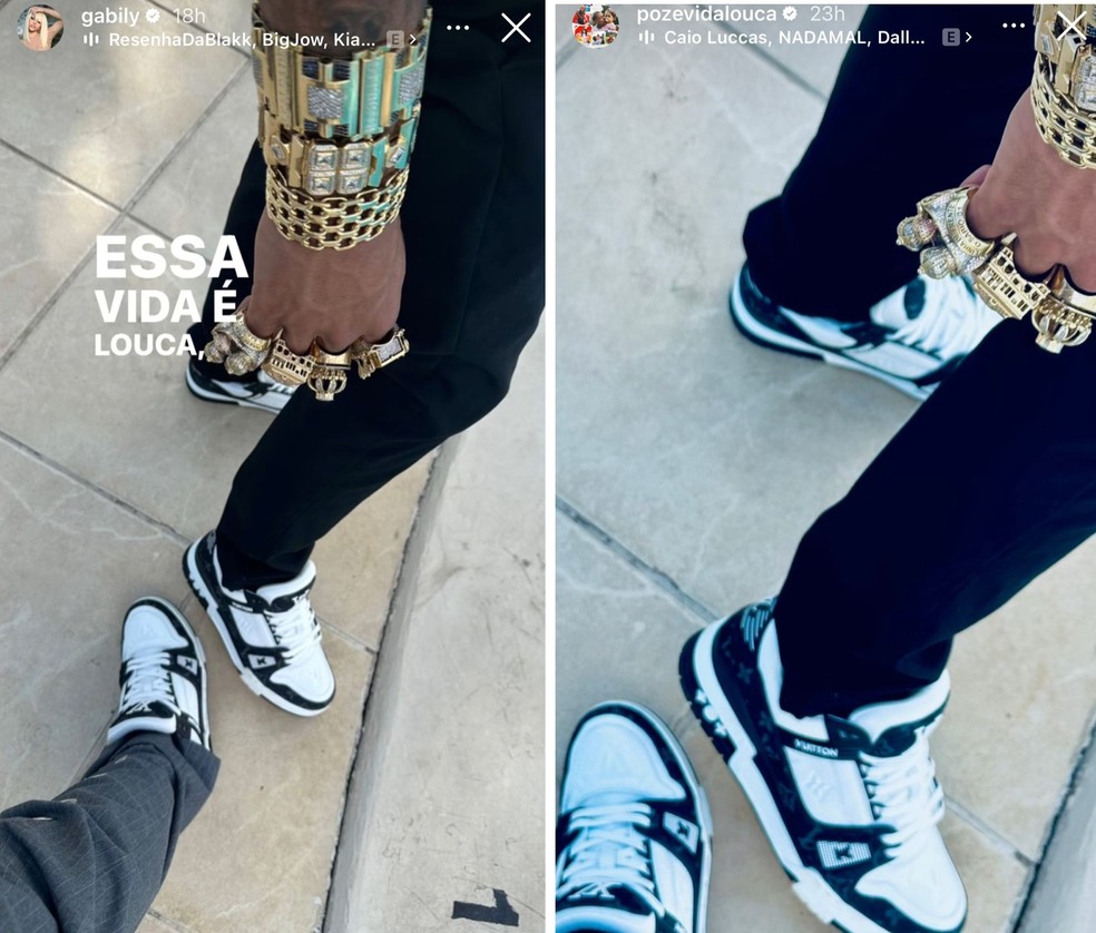MC Poze e Gabily postam a mesma fotos juntos &mdash; Foto: Instagram