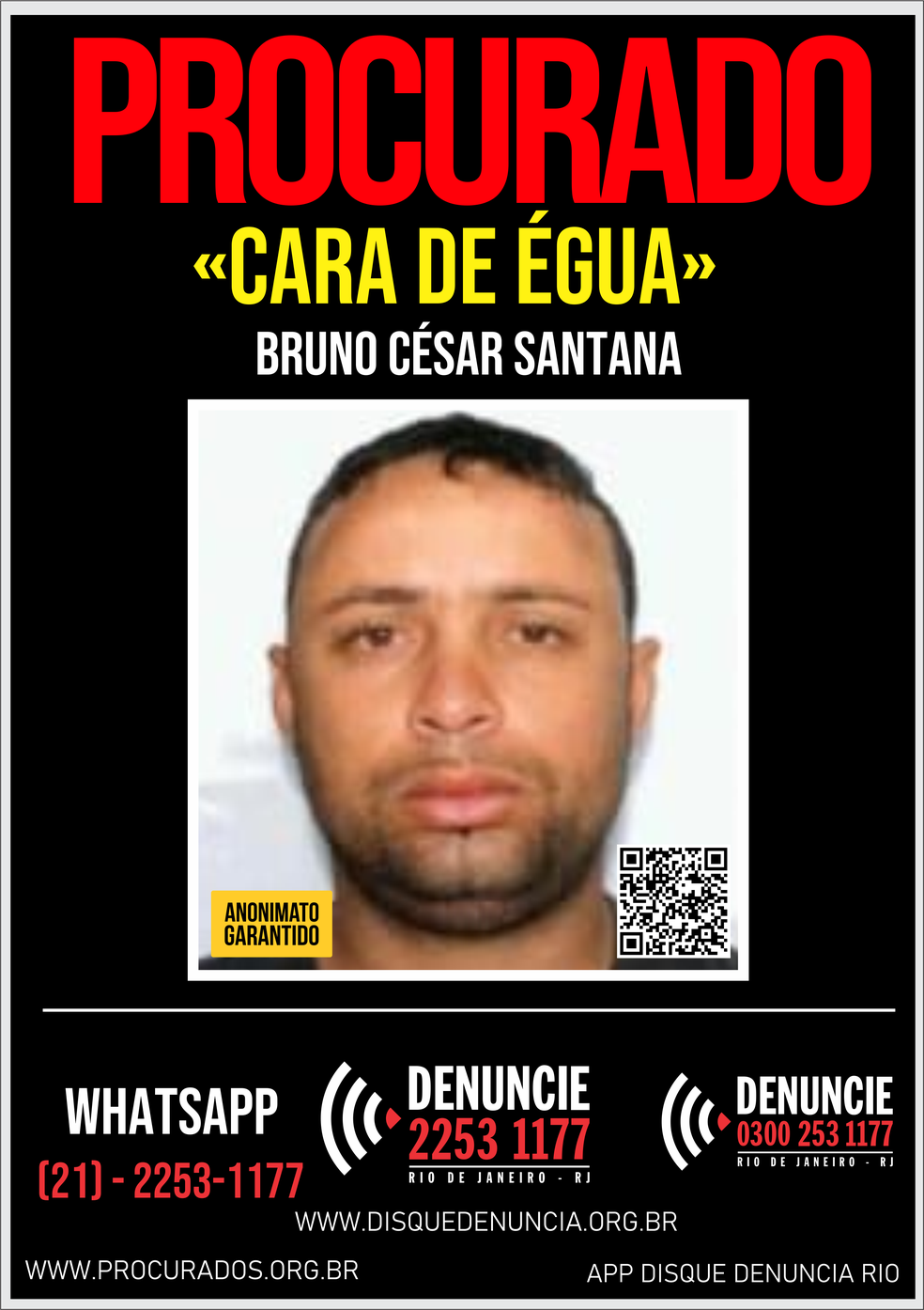 Cartaz de "Cara de &Eacute;gua" divulgado pelo Disque Den&uacute;ncia &mdash; Foto: Divulga&ccedil;&atilde;o/Disque Den&uacute;ncia