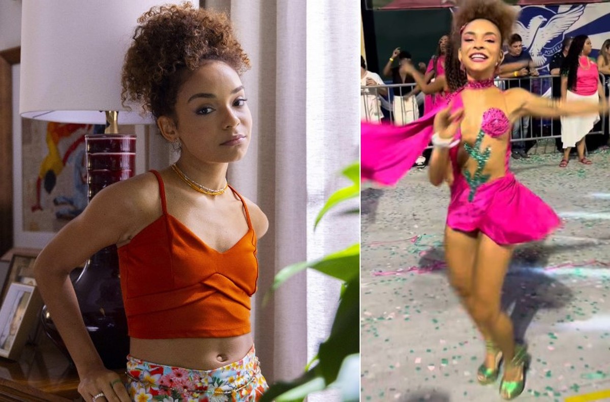 Evelyn de 'Mania de você', Gi Fernandes fala de rotina como passista: 'Aguentar uma Sapucaí de salto 15 não é para qualquer uma'