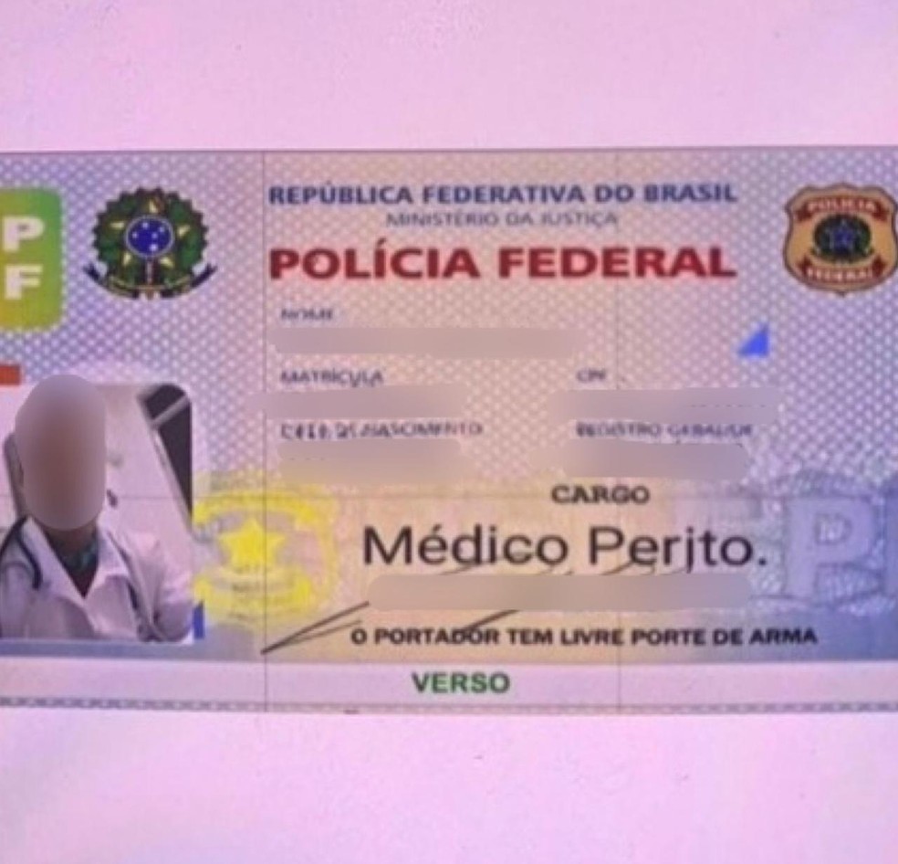 A identificação falsa do médico investigado — Foto: Polícia Federal/Divulgação