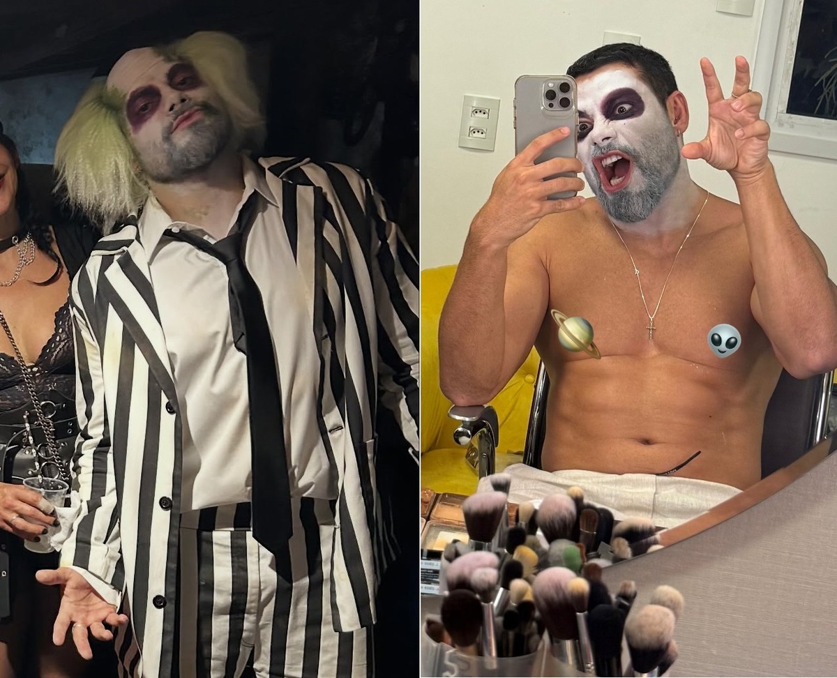 Irreconhecível! Namorado de Sandy choca em festa de Halloween após retorno ao Brasil