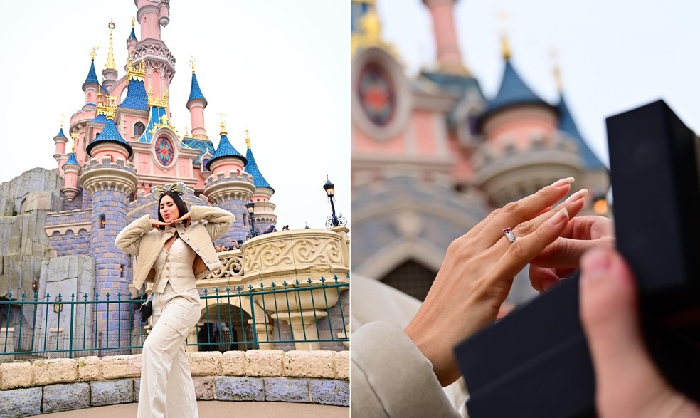 Isabelle Nogueira compartilha emoção após pedido de casamento de Matteus na Disney: 'Inesquecível' — Foto: reprodução